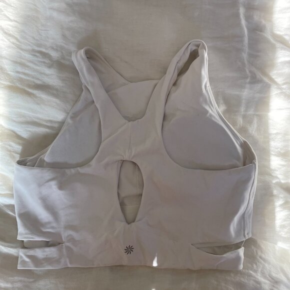 Set of 3 Athleta Conscious Crop Cut Out Bra Large Tawny Rose, White and Black - Picture 11 of 13